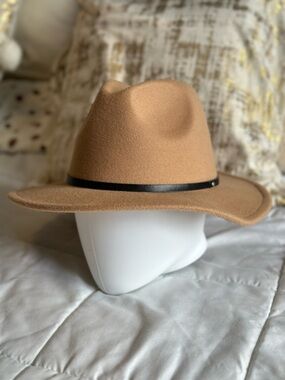 Ardene Wool Fedora Hat with Black Band - Camel